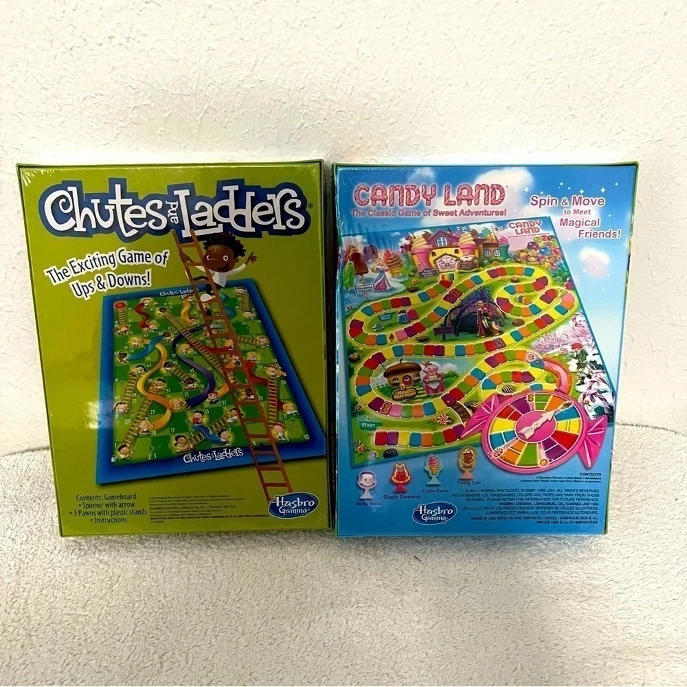 Bundle of (2) Board Games Chutes and Ladders and Candy Land Hasbro Ages 3+ New